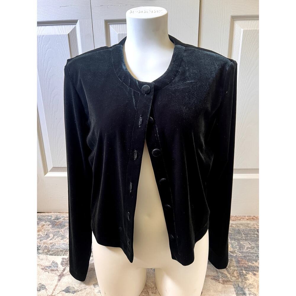 Coldwater Creek Velvet Cardigan Dark Emerald Green Whimsigoth Size 12